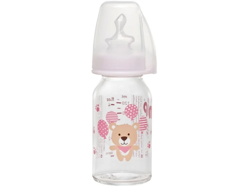 NIP Staklena Flašica za devojčice, 125ml, 0M+
