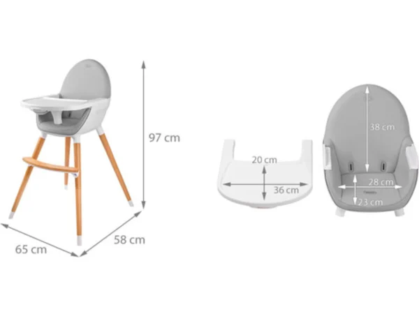 Kinderkraft High Stolica za Hranjenje Fini 2u1